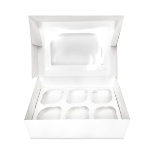 White Cupcake Box With Window & Insert - Choose A Size