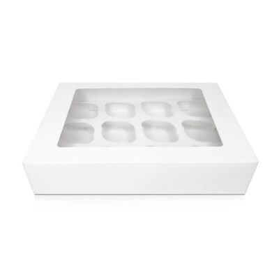 White Cupcake Box With Window & Insert - Choose A Size - Image 4