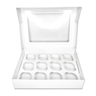 White Cupcake Box With Window & Insert - Choose A Size - Image 3