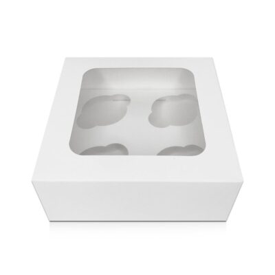 White Cupcake Box With Window & Insert - Choose A Size - Image 2