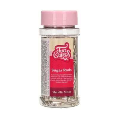 FunCakes Metallic Sugar Rods XL Silver 70g - Image 2