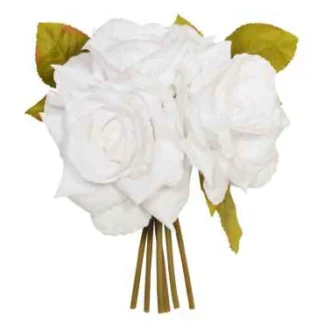 White Open Rose Bouqet 3 Pieces