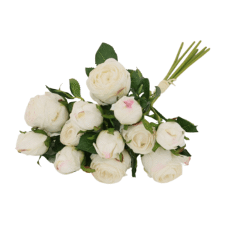 White Dried Touch Small Ruby Rose Silk Rose Stems