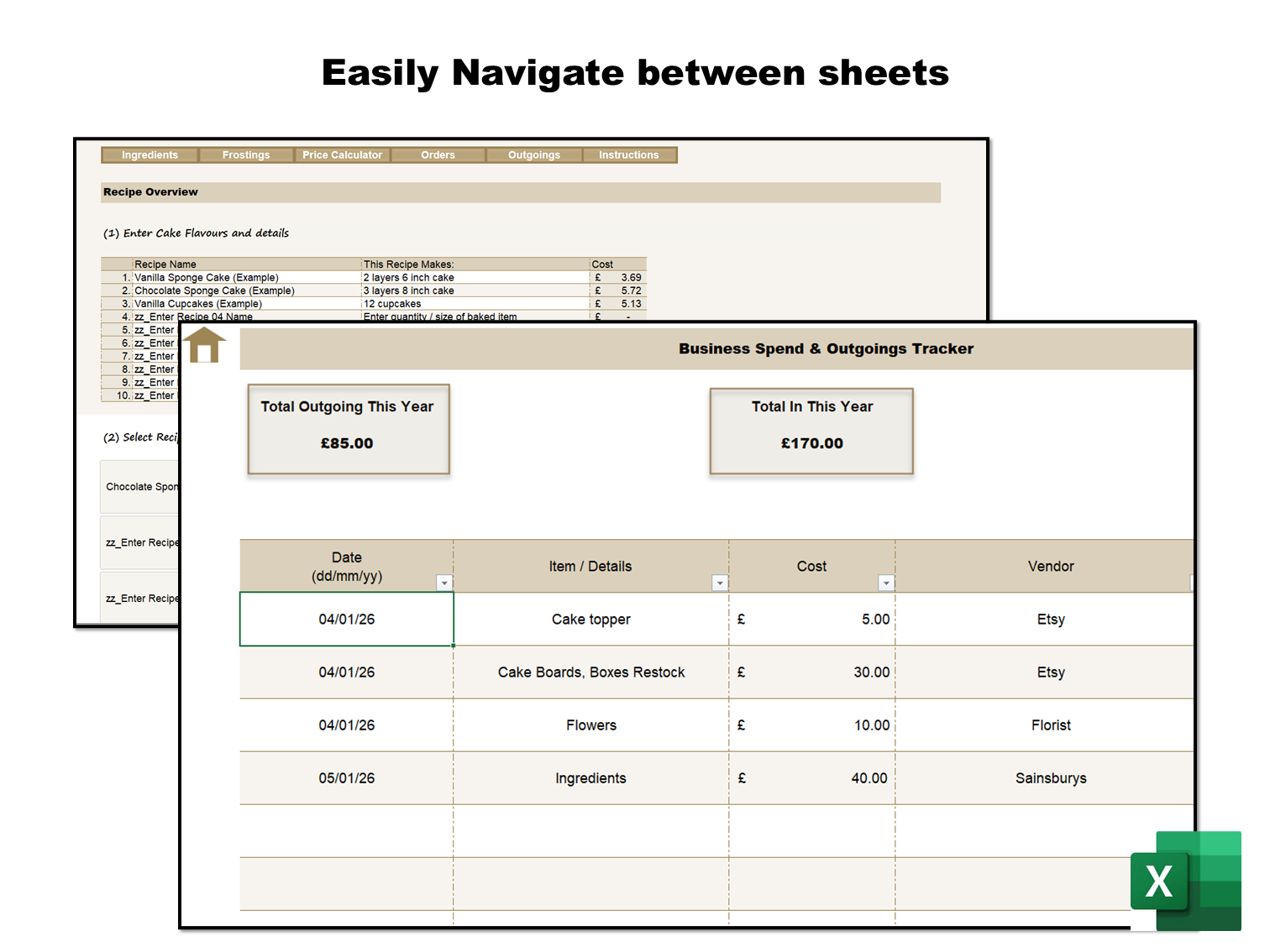Cake Pricing Calculator - Instant Download - Excel Sheet - Image 2