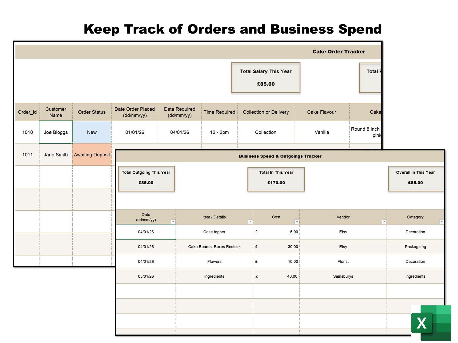 Cake Pricing Calculator - Instant Download - Excel Sheet - Image 3