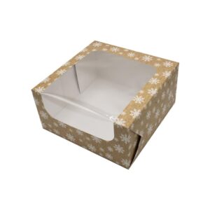 10" Christmas Cake Box - Kraft Festive Design With Window