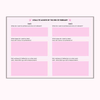 Pink Yearly Goals Planner | Digital Download |2 Pages per Month Printable & Canva Editable